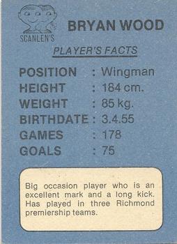1981 Scanlens VFL #64 Bryan Wood Back